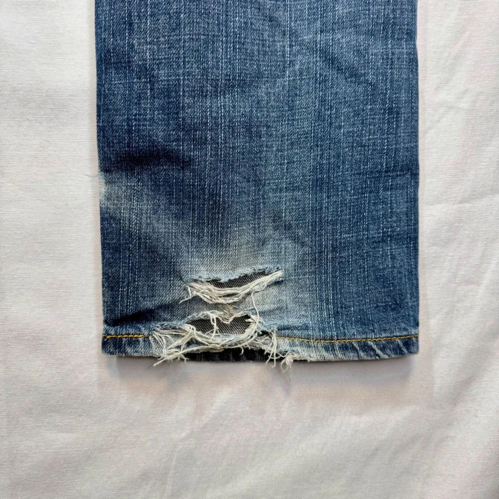 Levi's 505 Regular Fit Jeans Distressed Denim Pants Medium Wash‎ Sz 31x32